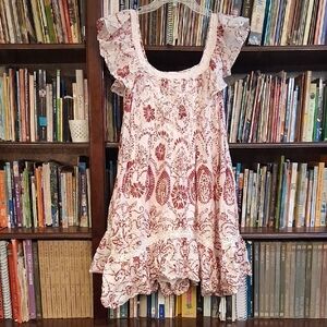 Maeve Red and White Floral Casual Dress